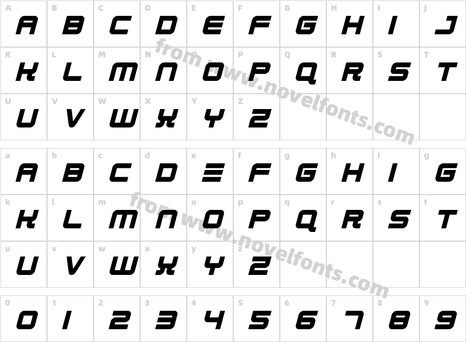 Robot Dreamer Bold ItalicCharacter Map