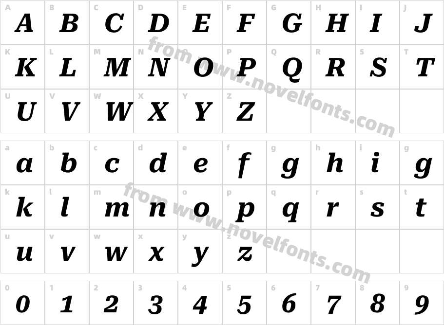 Roboto Serif Bold ItalicCharacter Map