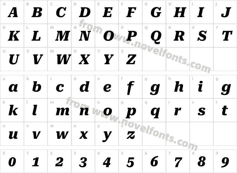 Roboto Serif ExtraBold ItalicCharacter Map