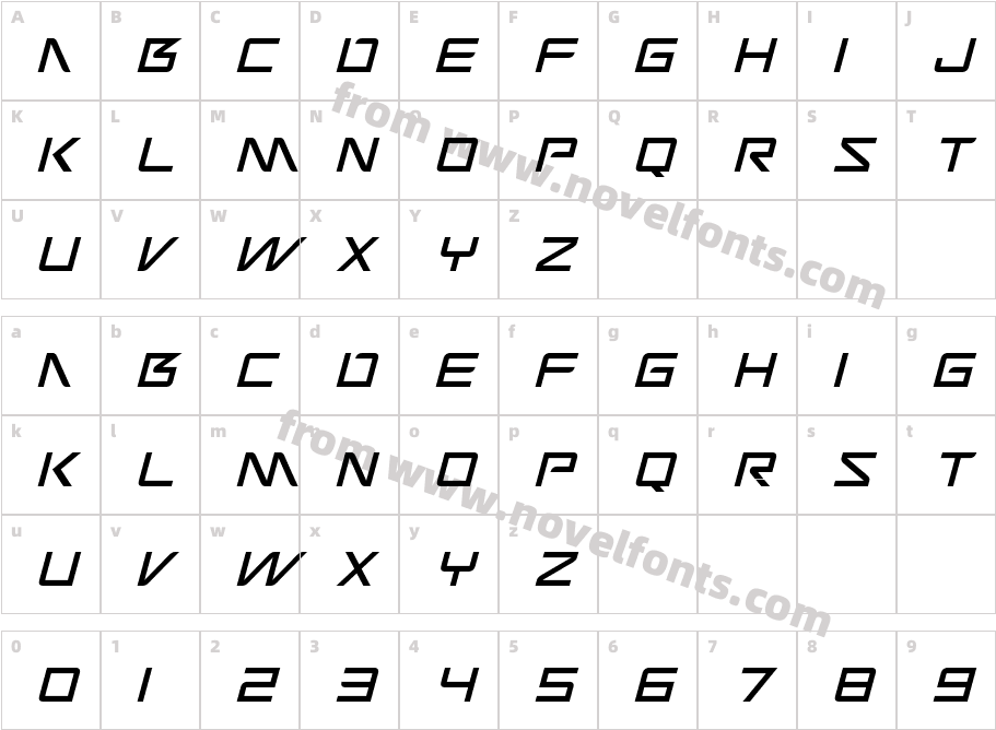 Robots Reborn ItalicCharacter Map