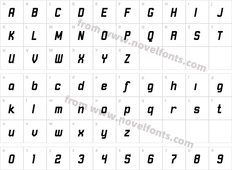 Robust ICG BoldItalicCharacter Map