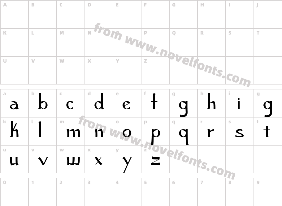 Robust and Husky BoldCharacter Map