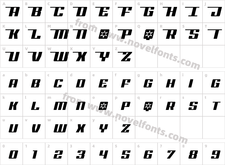 Rocket Pop Half-ItalicCharacter Map