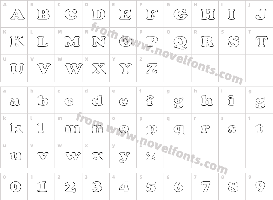 Rockletter TransparentCharacter Map