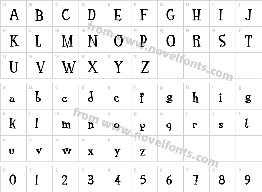 RocknRollTypoboldCharacter Map