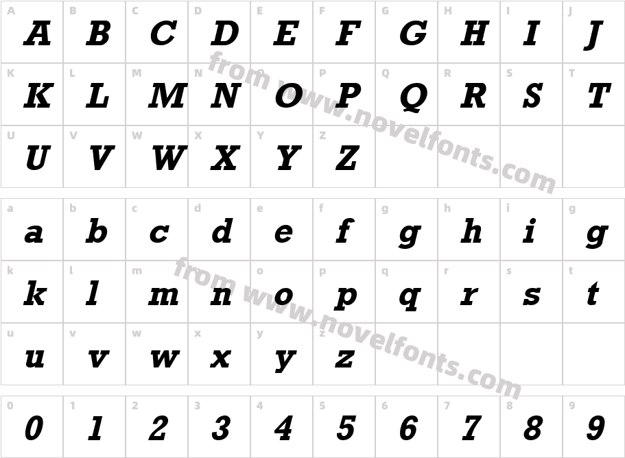 Rockney Bold ItalicCharacter Map