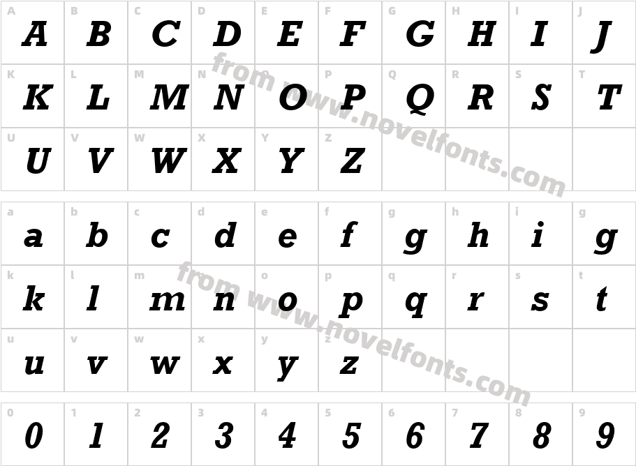 Rockwell Bold ItalicCharacter Map