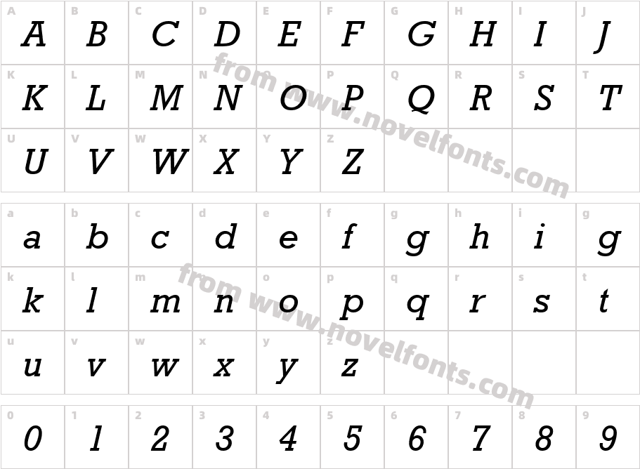 Rockwell MT ItalicCharacter Map