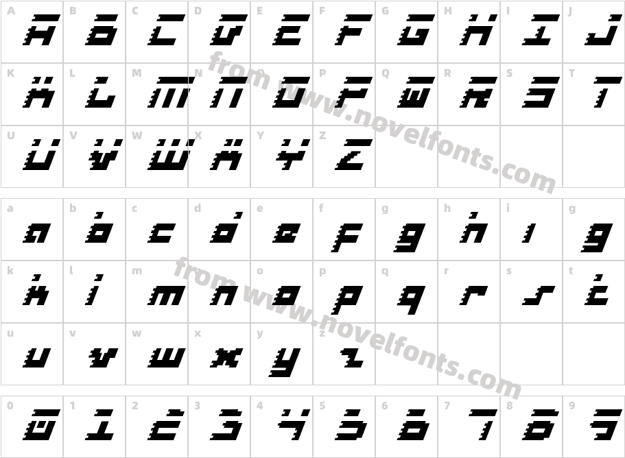 Roid Rage Condensed ItalicCharacter Map