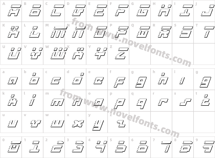 Roid Rage Shadow ItalicCharacter Map