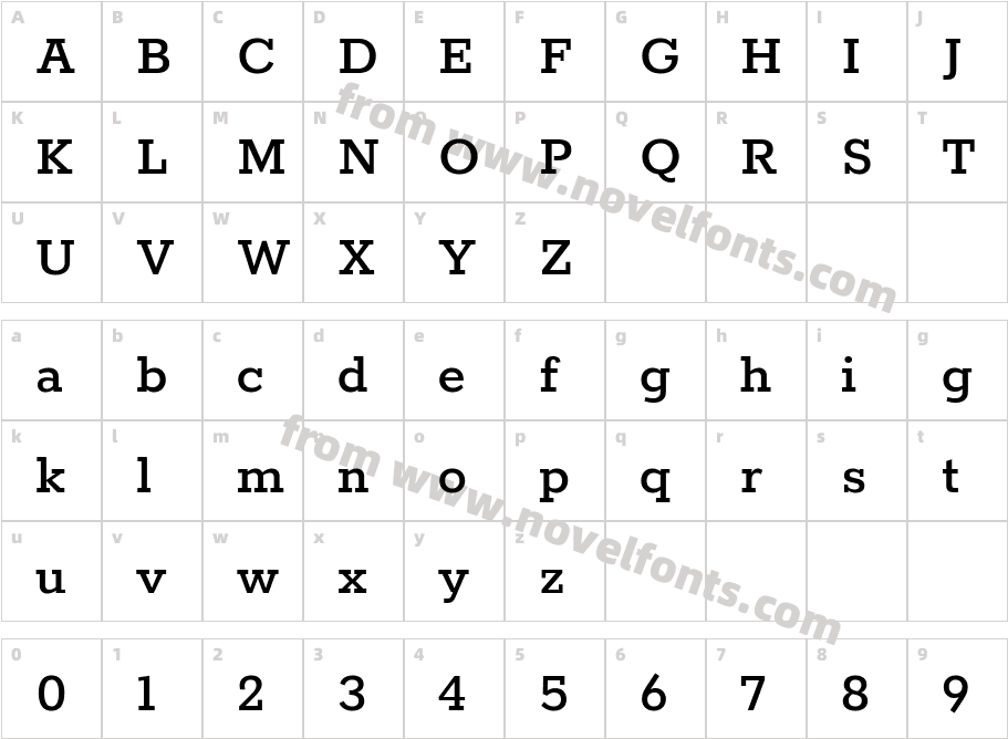 Rokkitt MediumCharacter Map