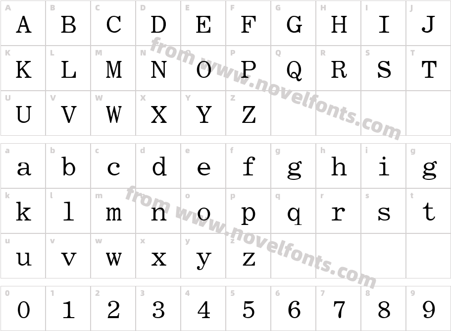 RomanFixed-widthCharacter Map