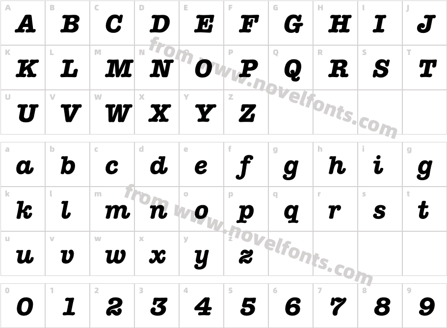 RomtypewriterBoldItalicCharacter Map