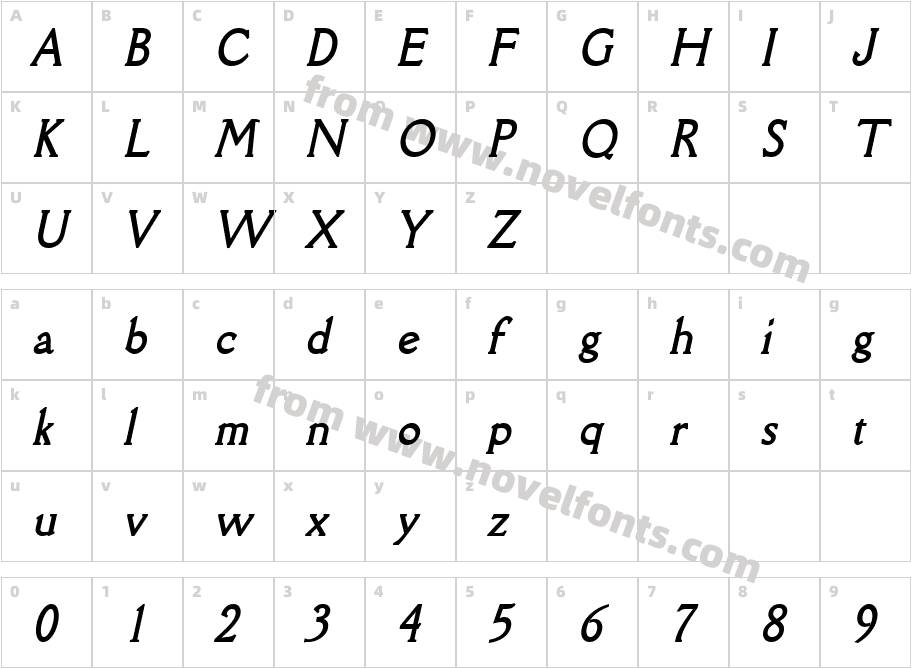 Rory Condensed BoldItalicCharacter Map