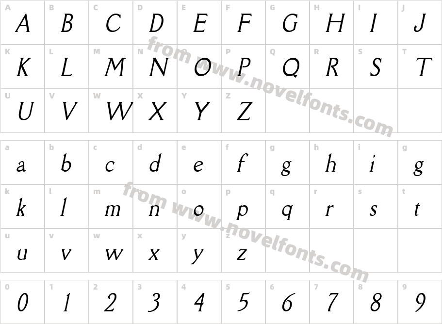 Rory Condensed ItalicCharacter Map