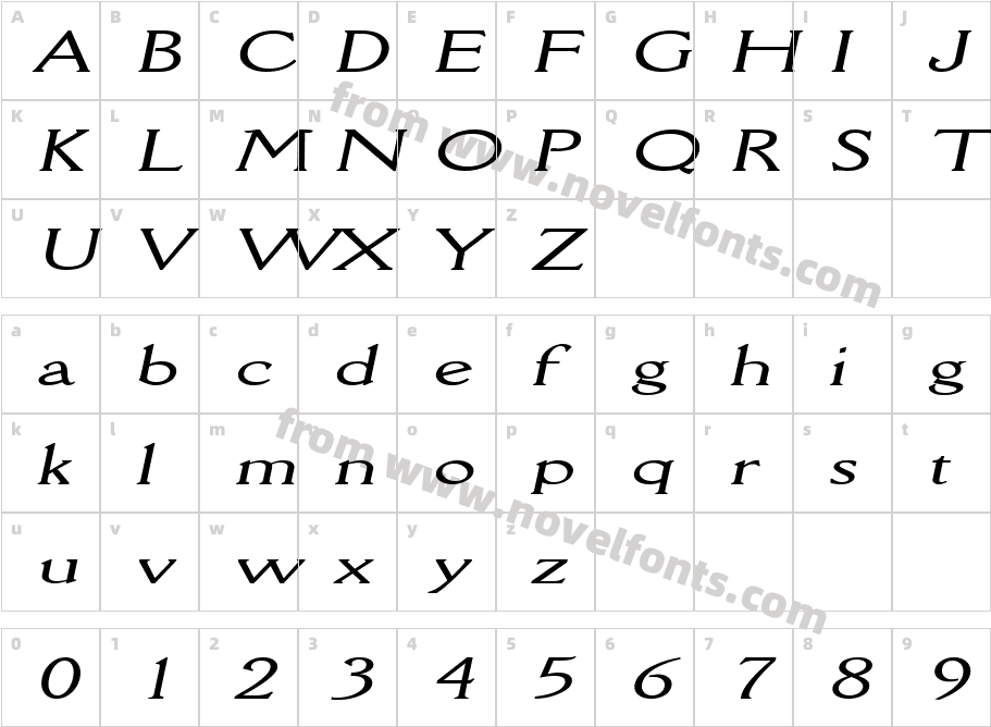 Rory Extended ItalicCharacter Map