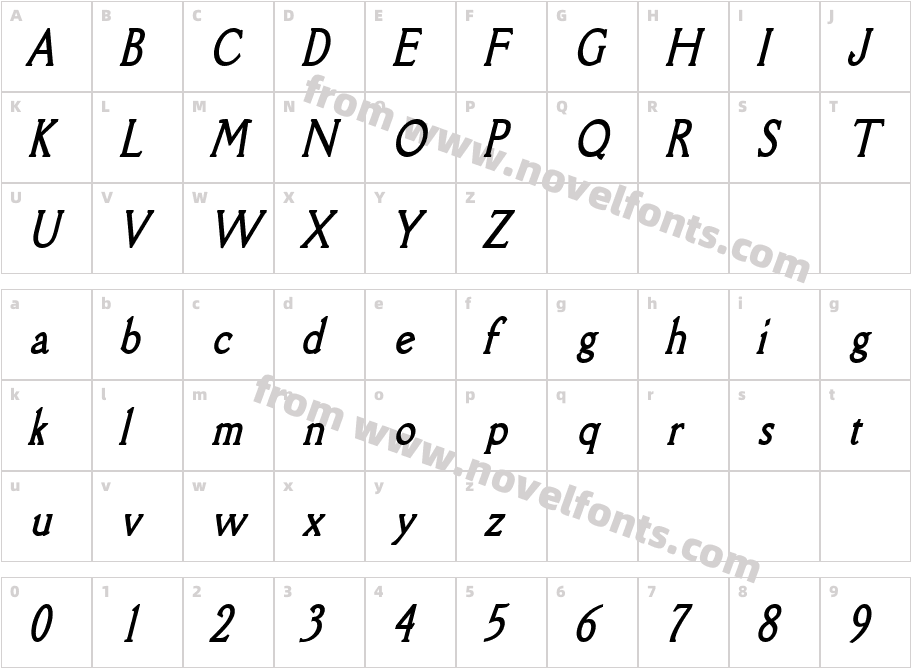 Rory Thin BoldItalicCharacter Map