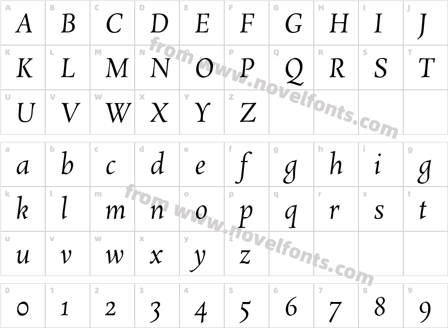 Rosarivo ItalicCharacter Map