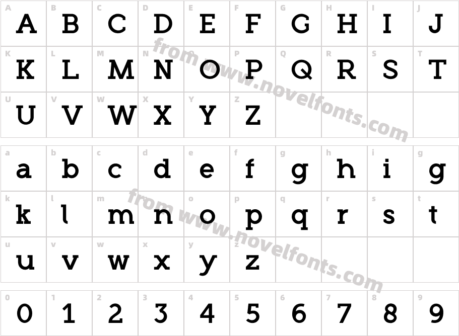 Roseau Slab DemoCharacter Map