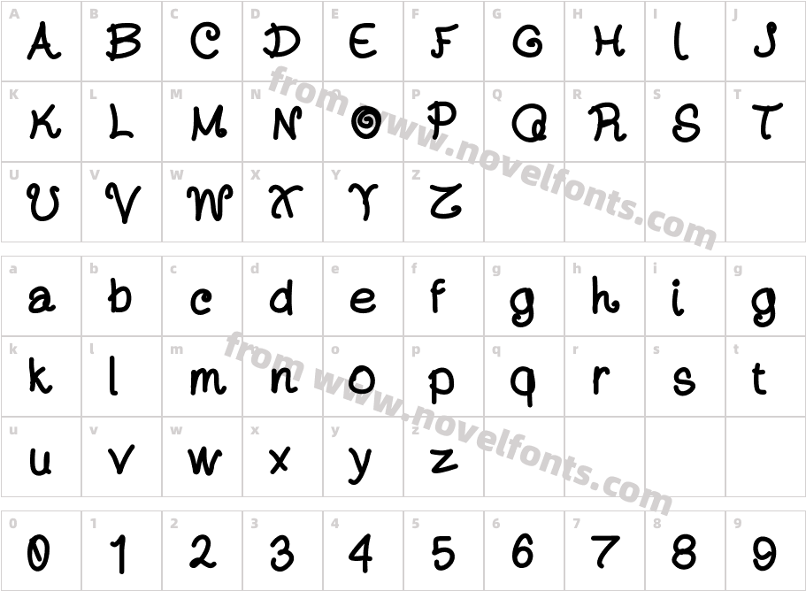 DayansFontCharacter Map