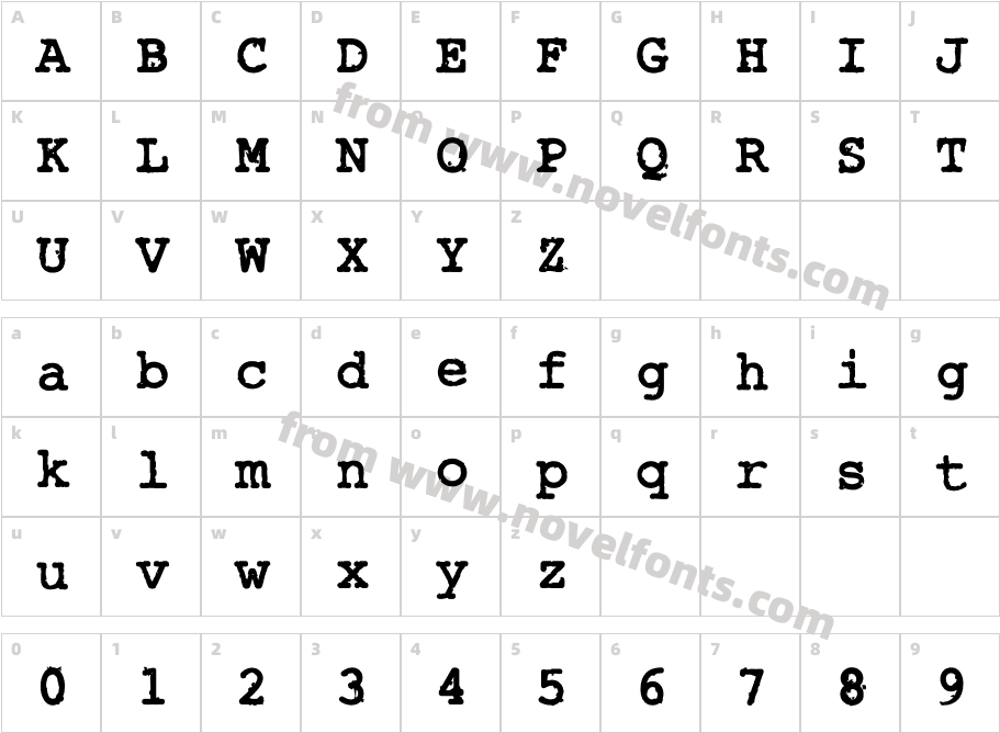 Rough_Typewriter BoldCharacter Map