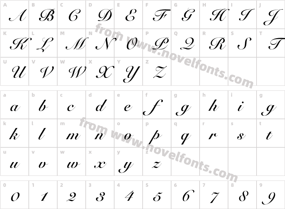 RoundhandBT-BoldCharacter Map