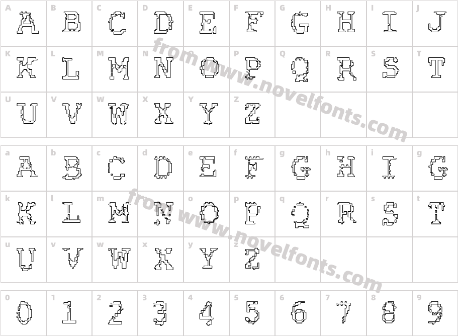 Rubber Biscuit Bevel OutlineCharacter Map