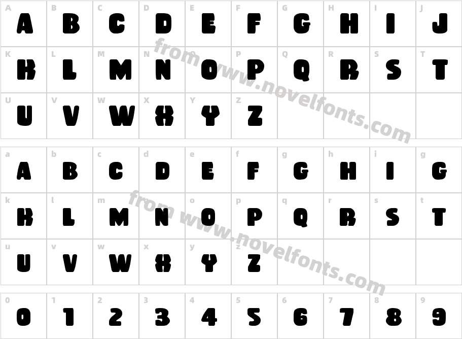 Rubber Boy BoldCharacter Map