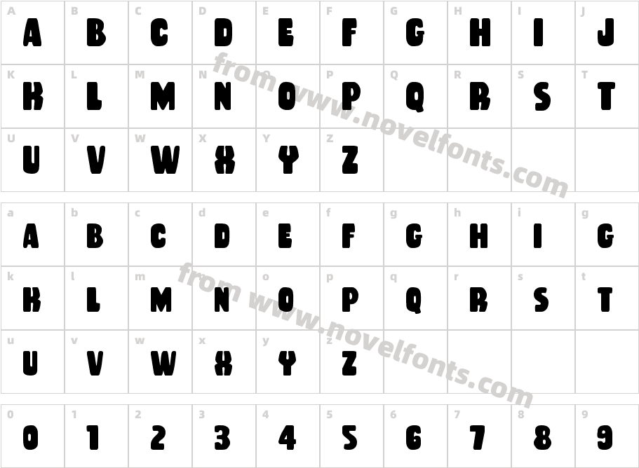 Rubber Boy CondensedCharacter Map