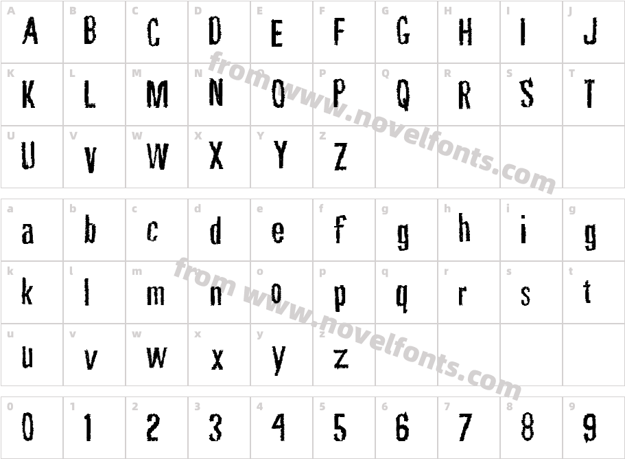 Rubbing FontCharacter Map