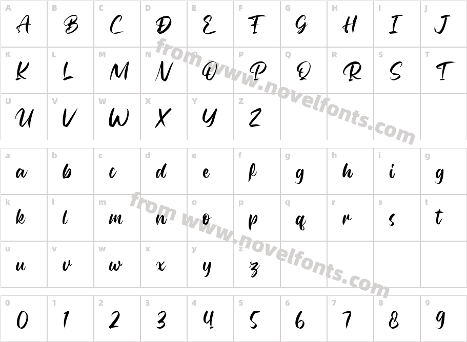 Rubeyma RegularCharacter Map