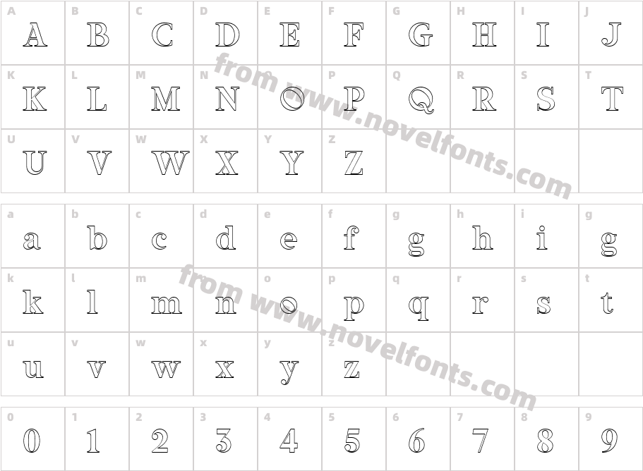 RubinoSerifICGOutlineCharacter Map