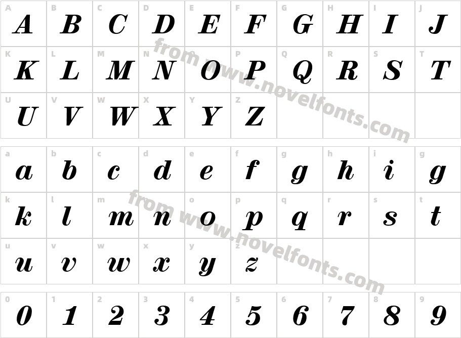 RubyScriptExtrabold RegularCharacter Map