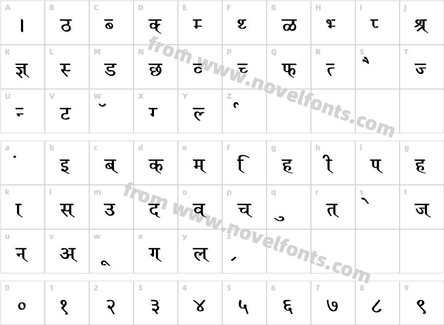 Ruchi-Normal BoldCharacter Map