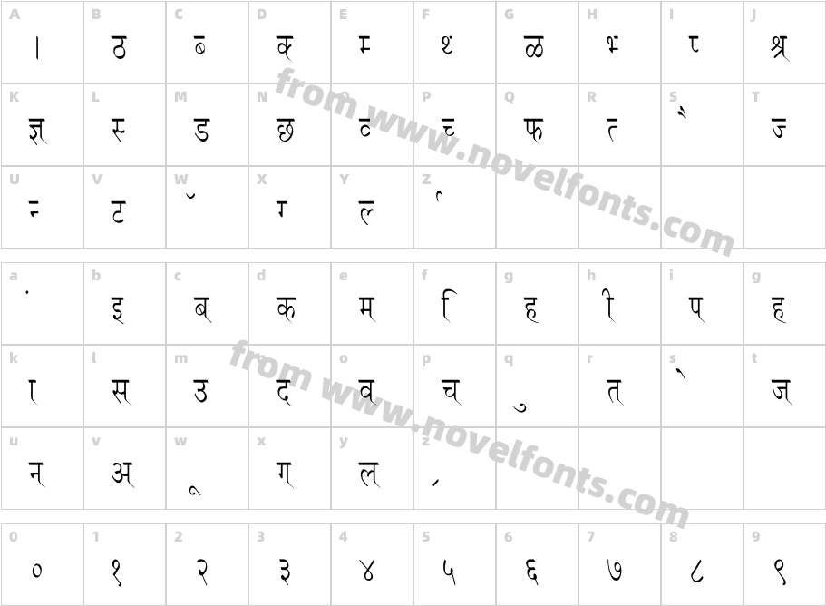 Ruchi-Normal CondensedCharacter Map