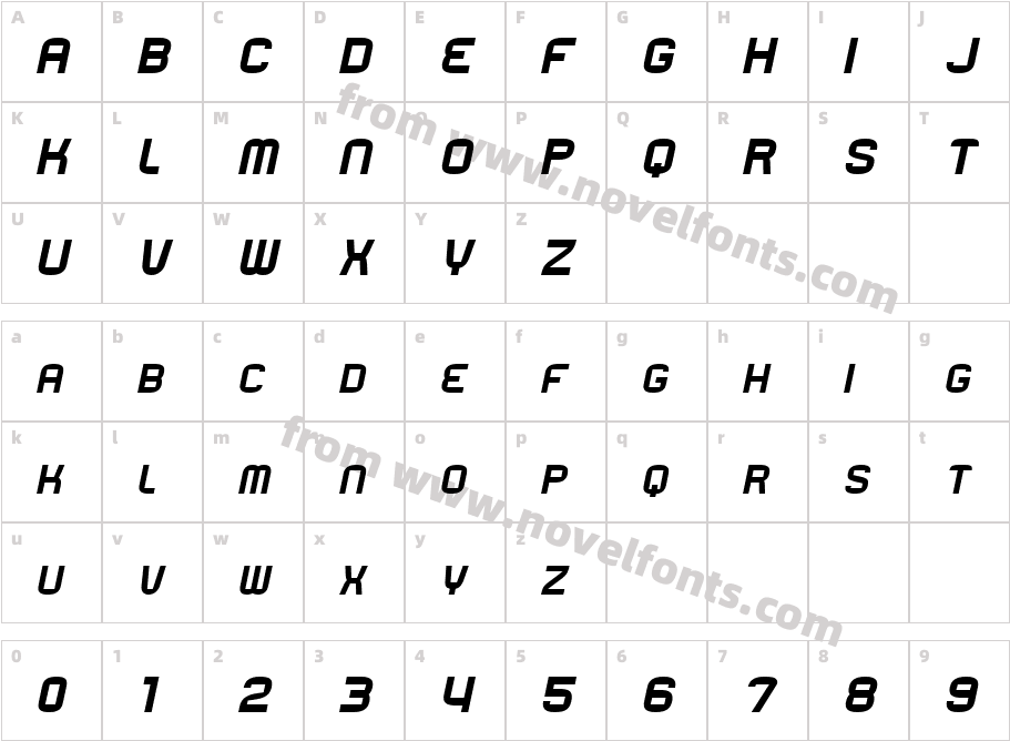 Rueck-ItalicCharacter Map