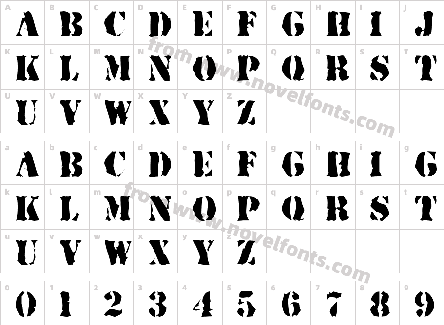 Rugged StencilCharacter Map