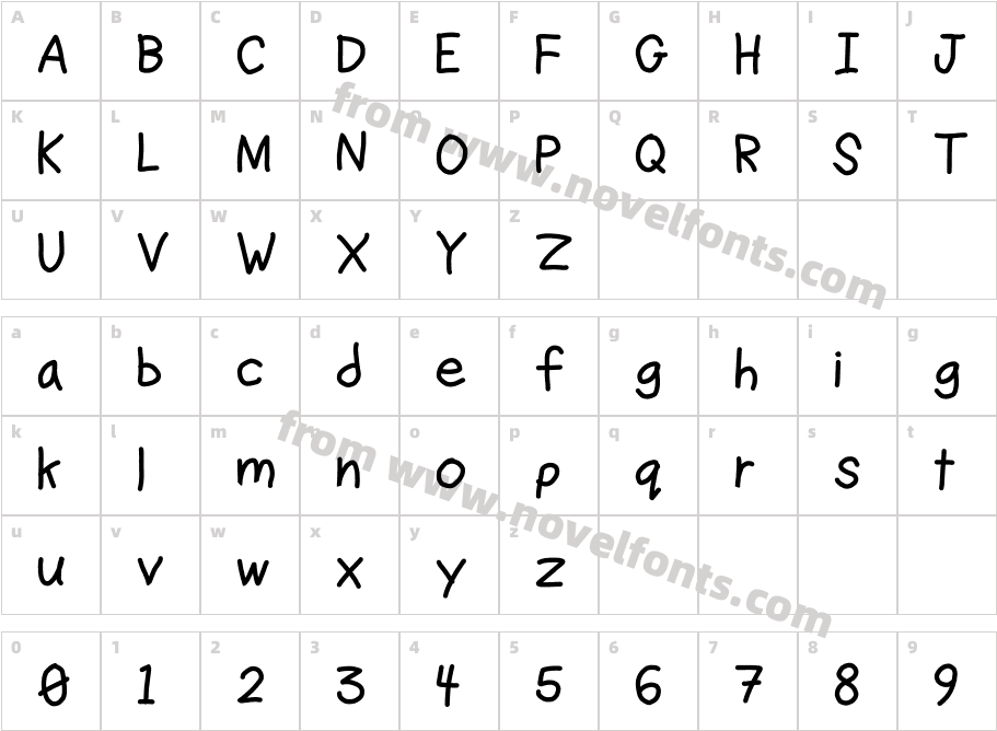 Ruji's Handwriting Font v.2.0Character Map