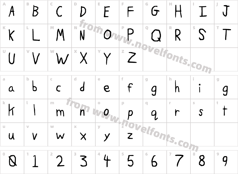 Ruji's Handwriting FontCharacter Map