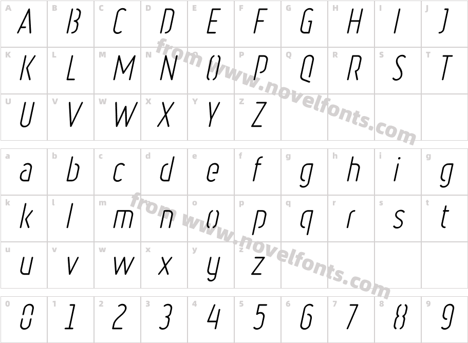 Ruler Stencil Light ItalicCharacter Map