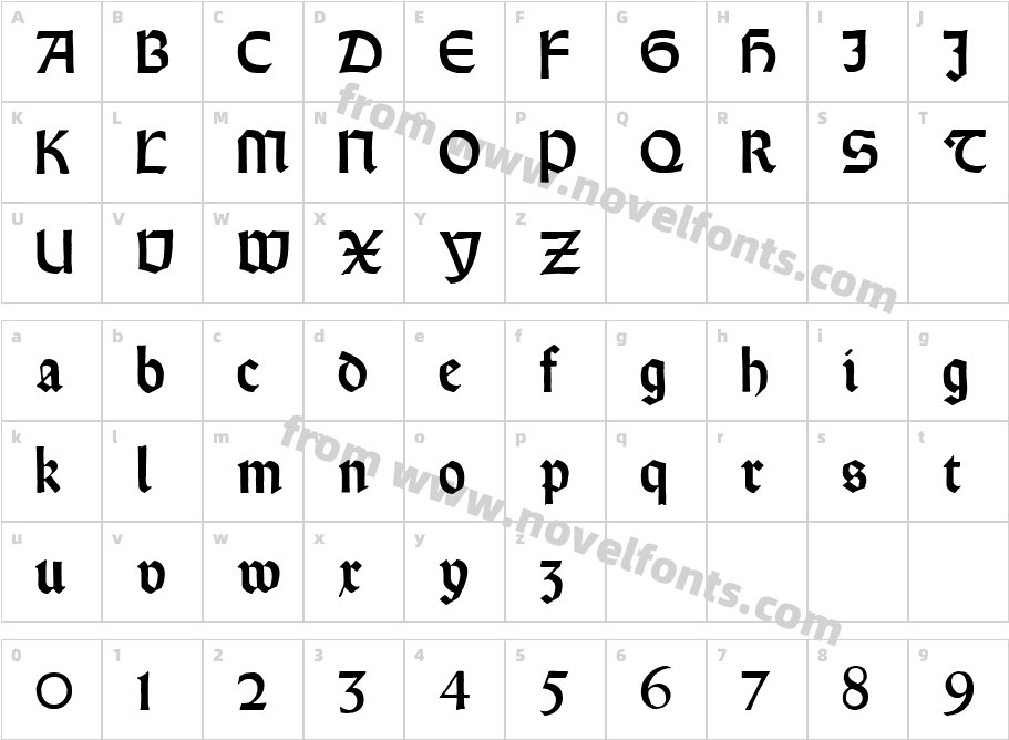 RundgotischRauhCharacter Map