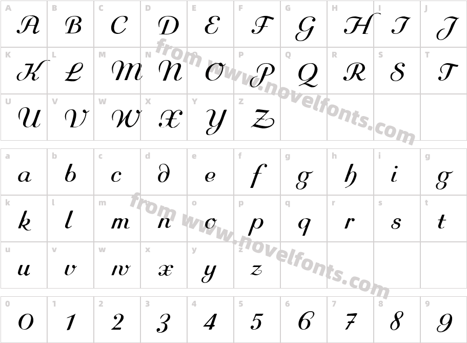 RundkursivCharacter Map