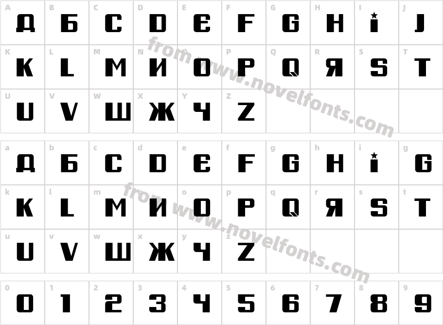 Russian SpringCharacter Map