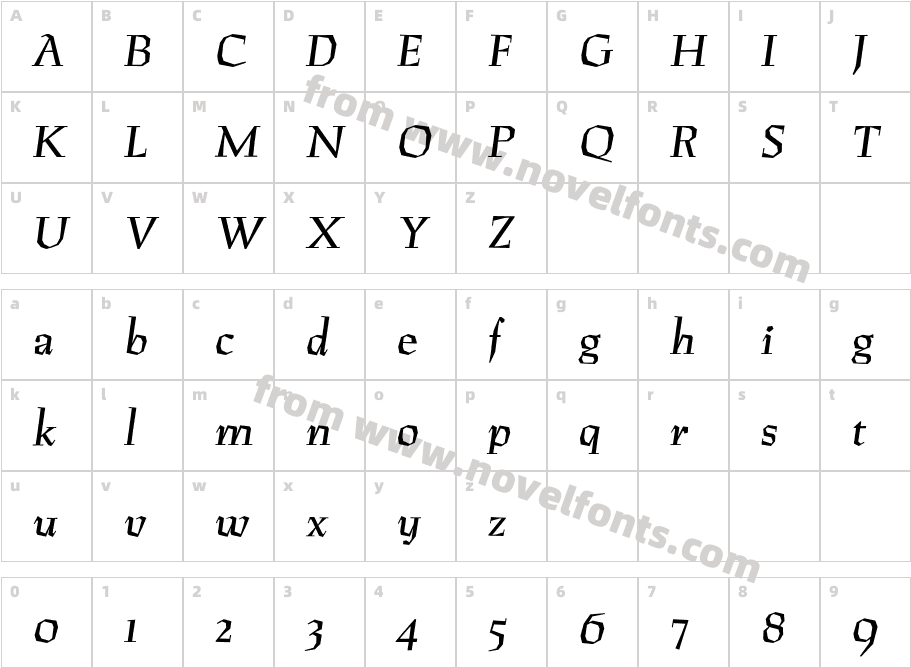 RuzenaAntikva-BoldItalicCharacter Map