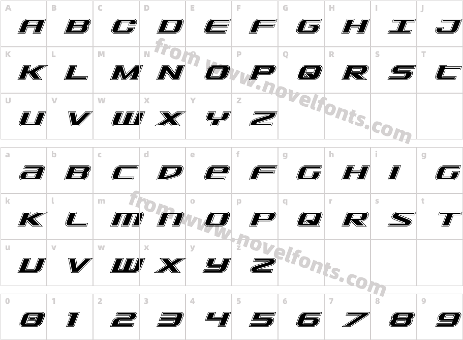 SDF Academy ItalicCharacter Map