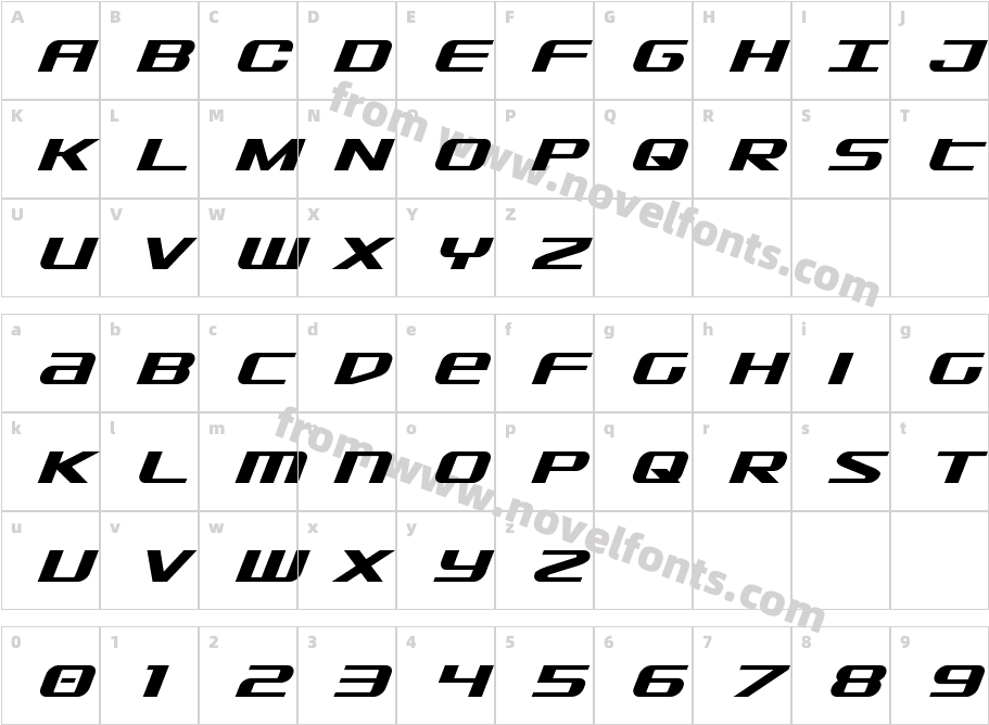 SDF Bold ItalicCharacter Map