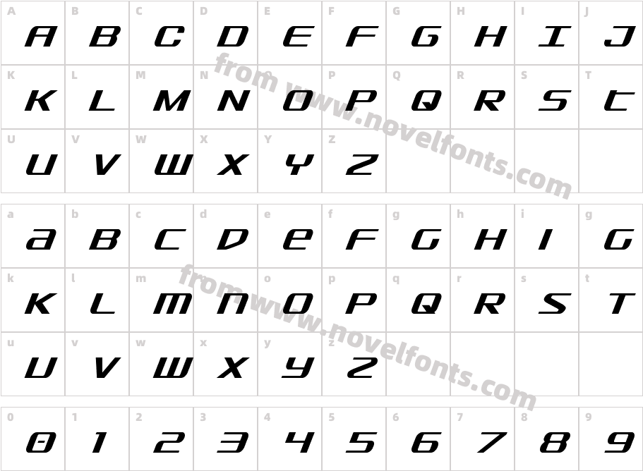 SDF Condensed ItalicCharacter Map