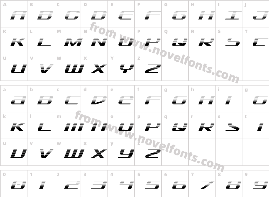 SDF Gradient ItalicCharacter Map