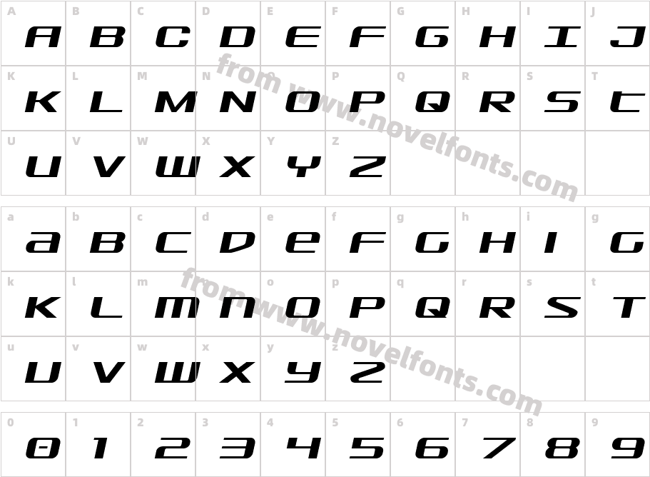 SDF Semi-ItalicCharacter Map