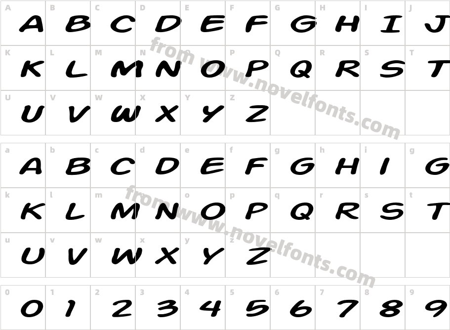 SF Action Man Extended ItalicCharacter Map